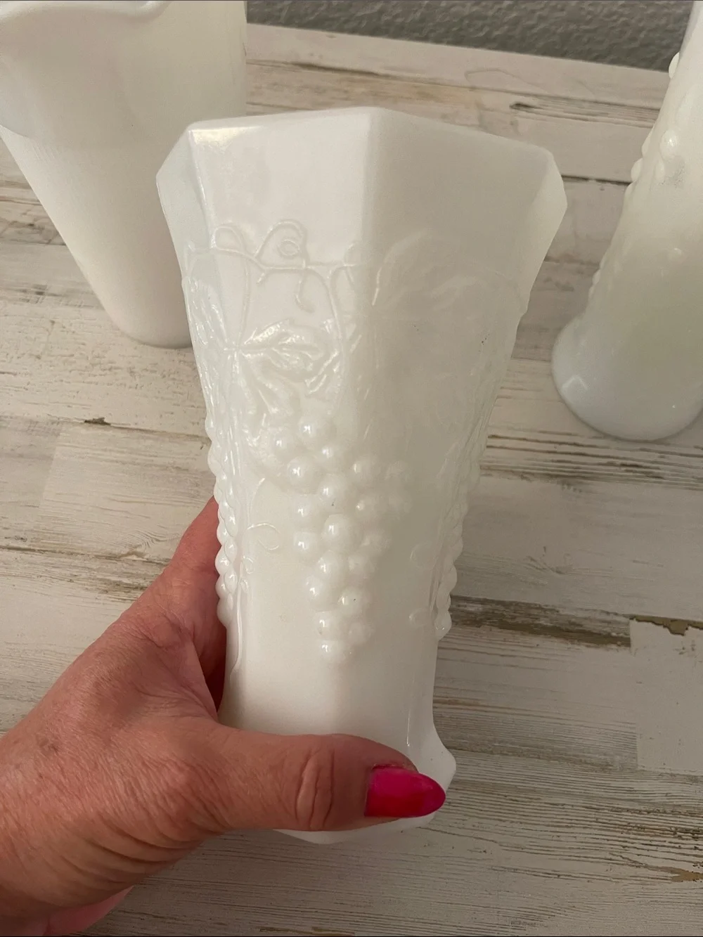 Vintage White Milk Glass Bud Vase Lot Set of 3